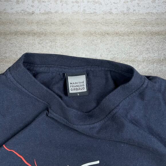 Vintage MFG Girbaud Shirt Navy Blue Cotton Short Sleeve Y2K - Picture 4 of 4